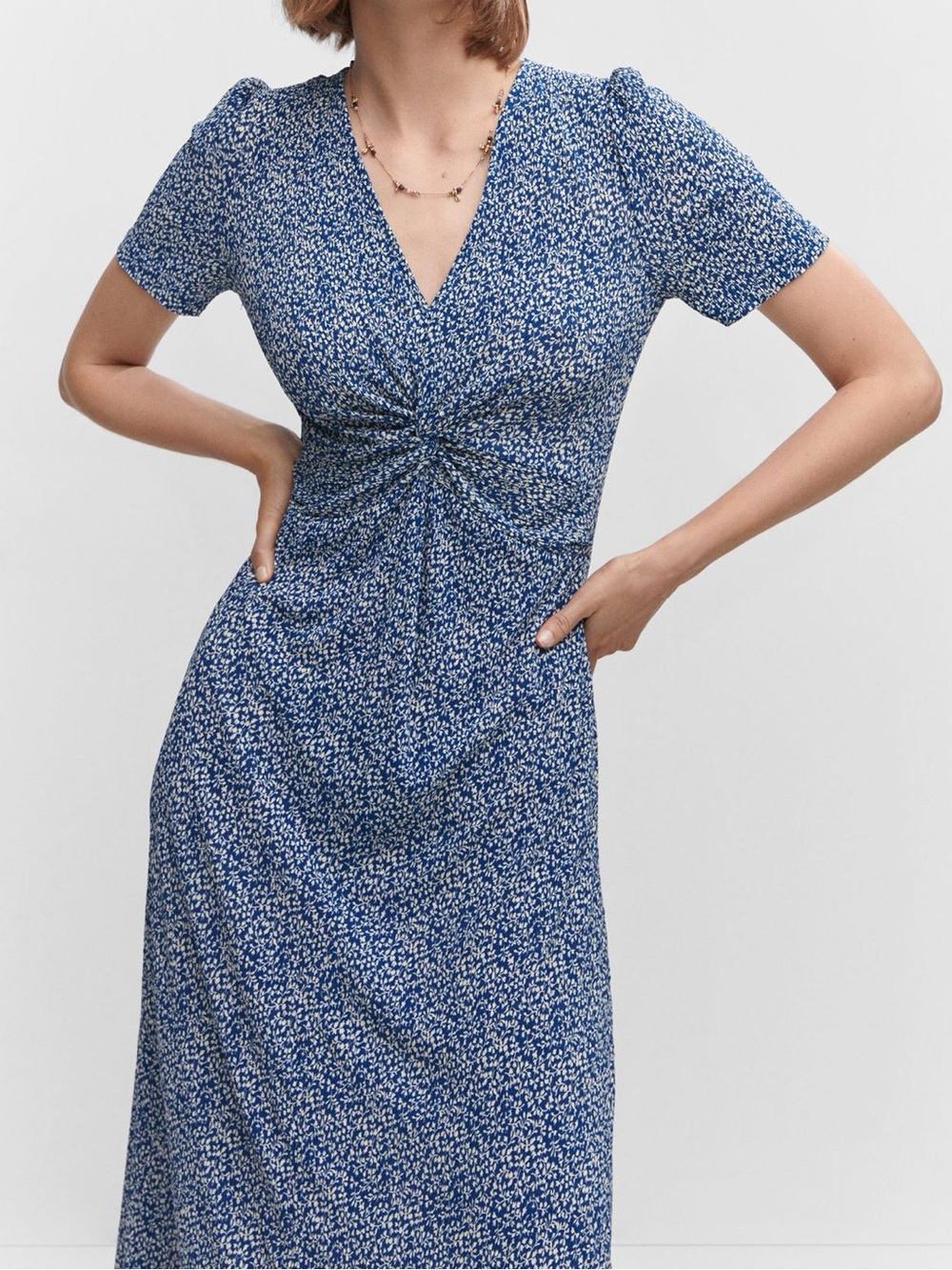MANGO Poma Floral Midi Dress Size 6